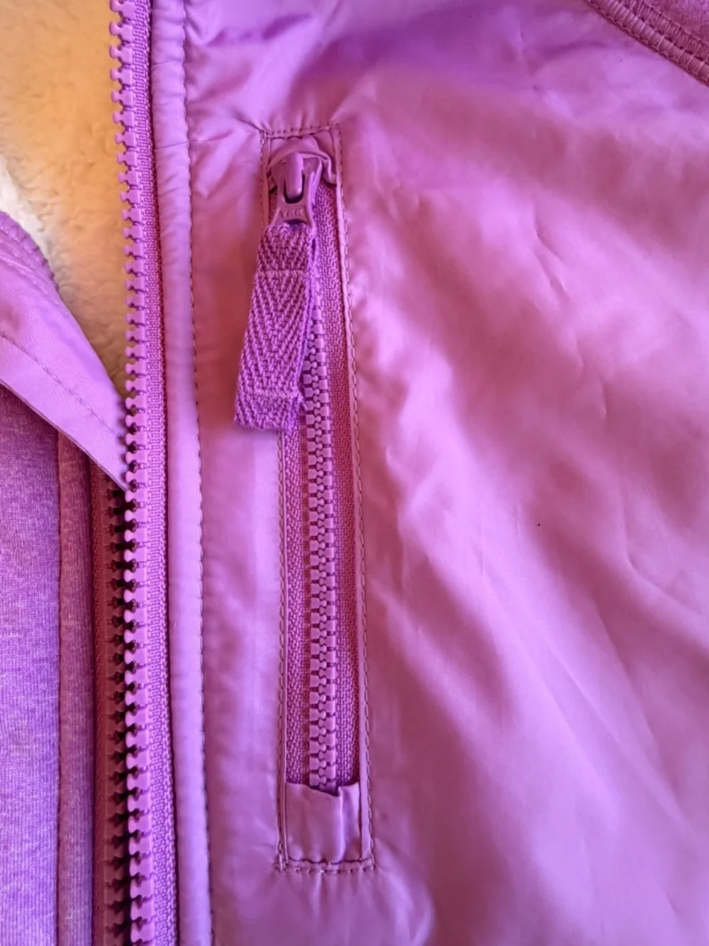 Lands’ End Girls Lavender Sherpa Lined Fleece Zip Up Hoodie Jacket Size L 10-12
